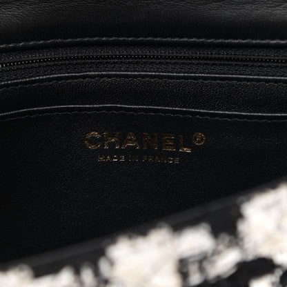 Chanel Tweed Quilted Mini Rectangular Flap Black Ecru White 6 of 12