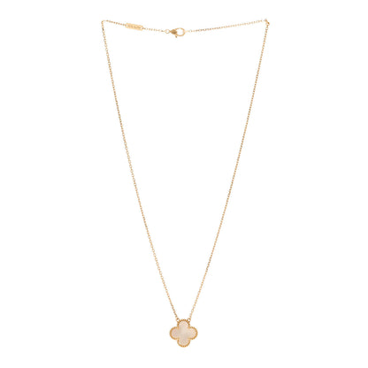 Van Cleef & Arpels 18K Yellow Gold Mother of Pearl Vintage Alhambra Pendant Necklace 4 of 6
