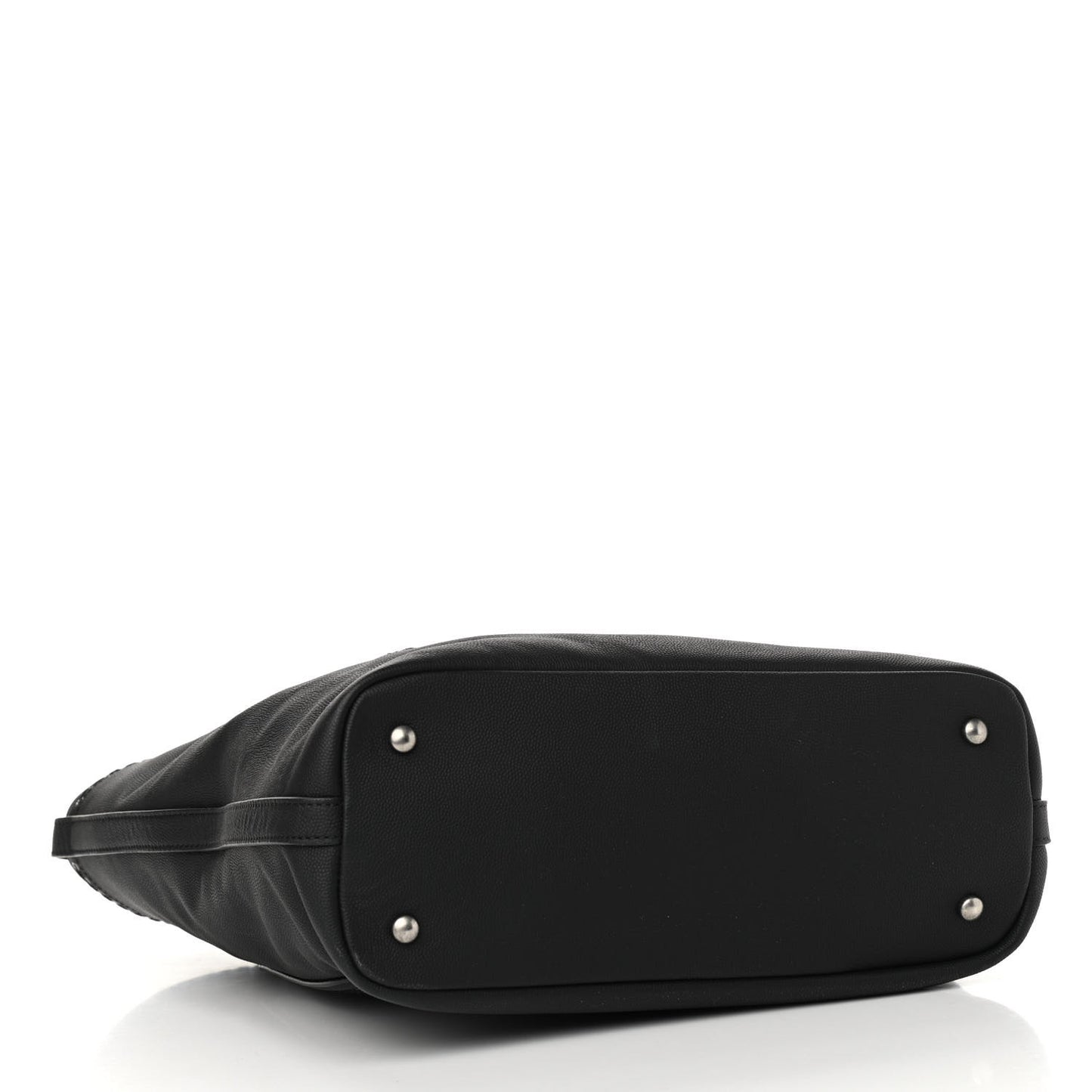 Grained Calfskin Small Coco Eyelets Shopping Tote Black