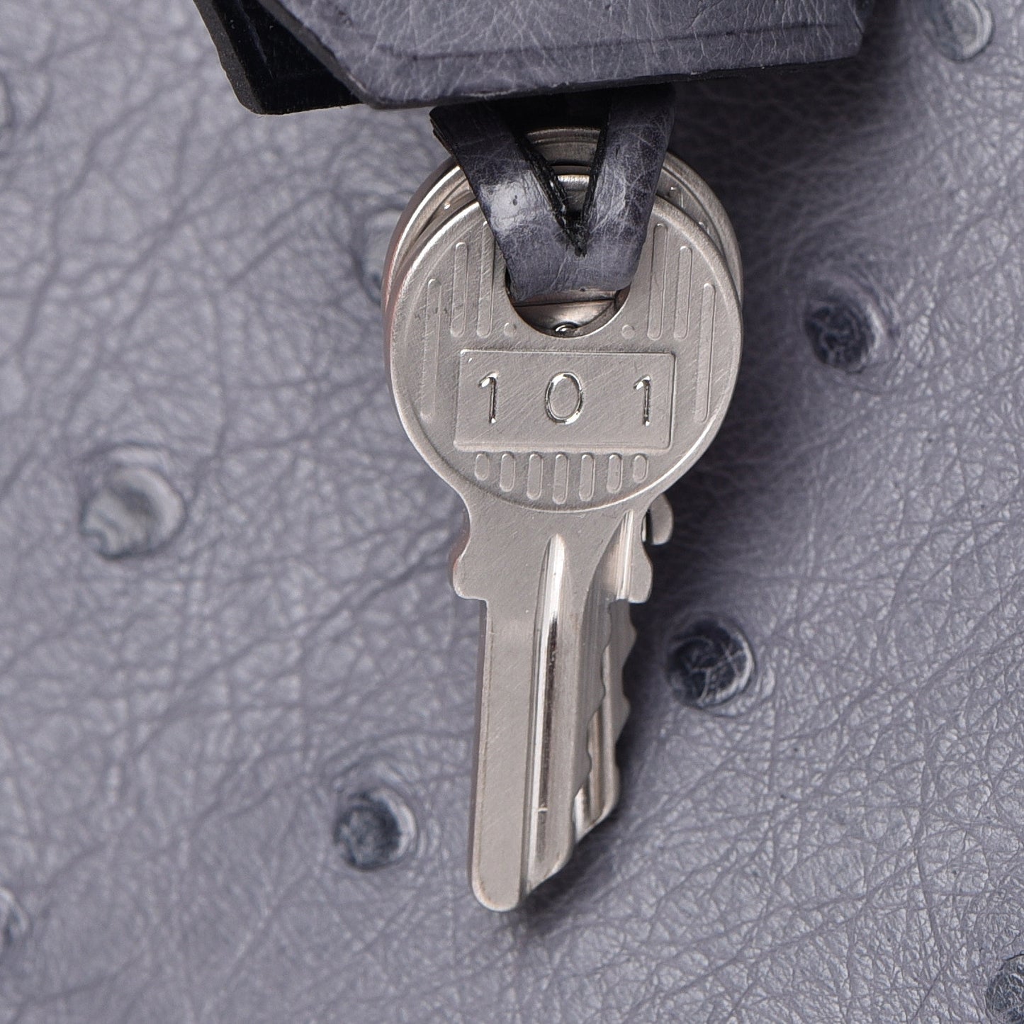 Ostrich Horseshoe Birkin 25 Gris Agate Bleu Marine