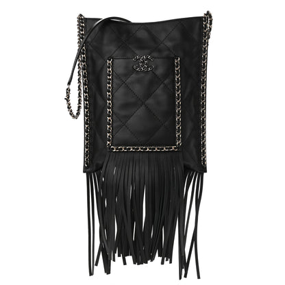 Chanel Calfskin Quilted Fringe Small Shopping Bag Black 1 of 11