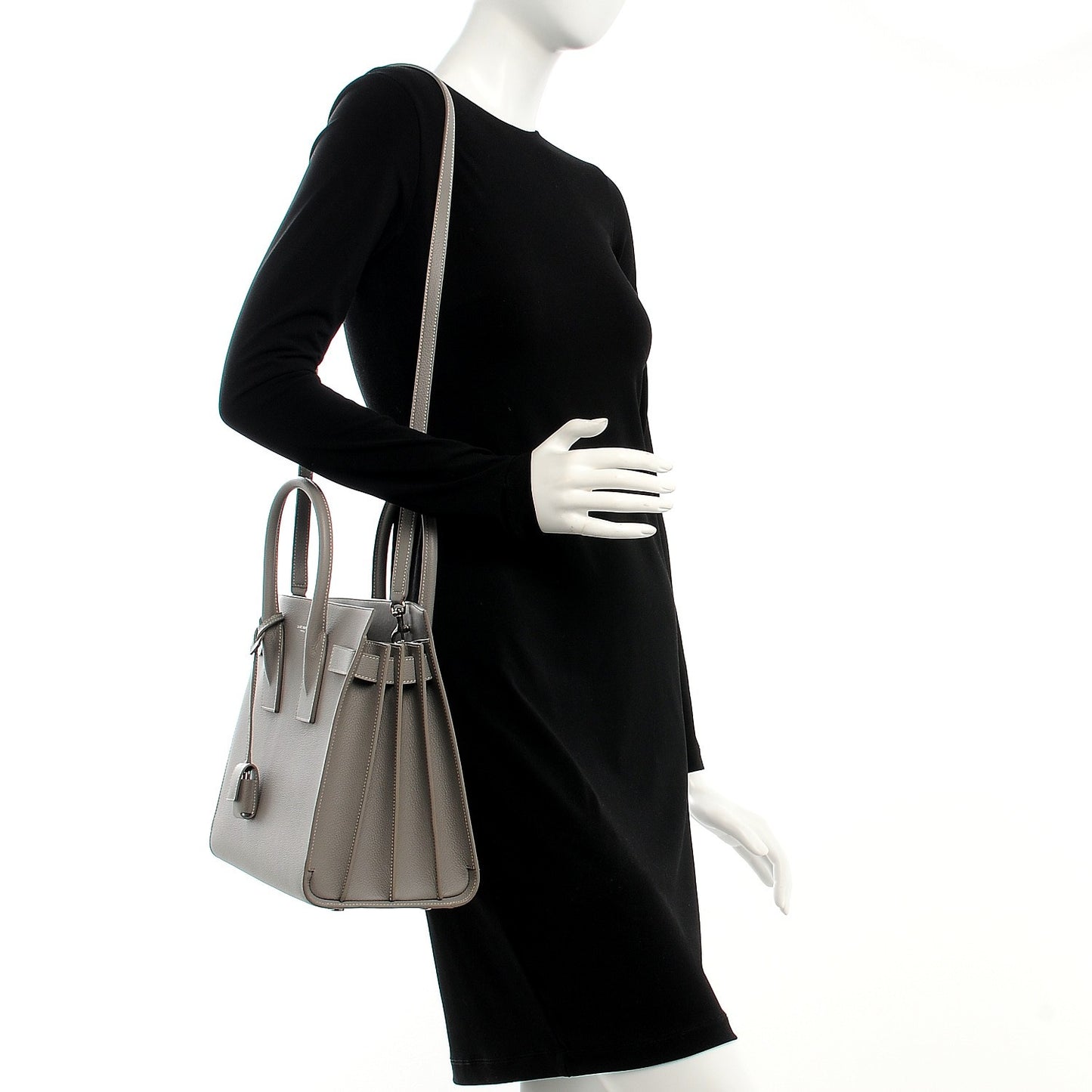 Grained Calfskin Small Sac De Jour Pearl Grey