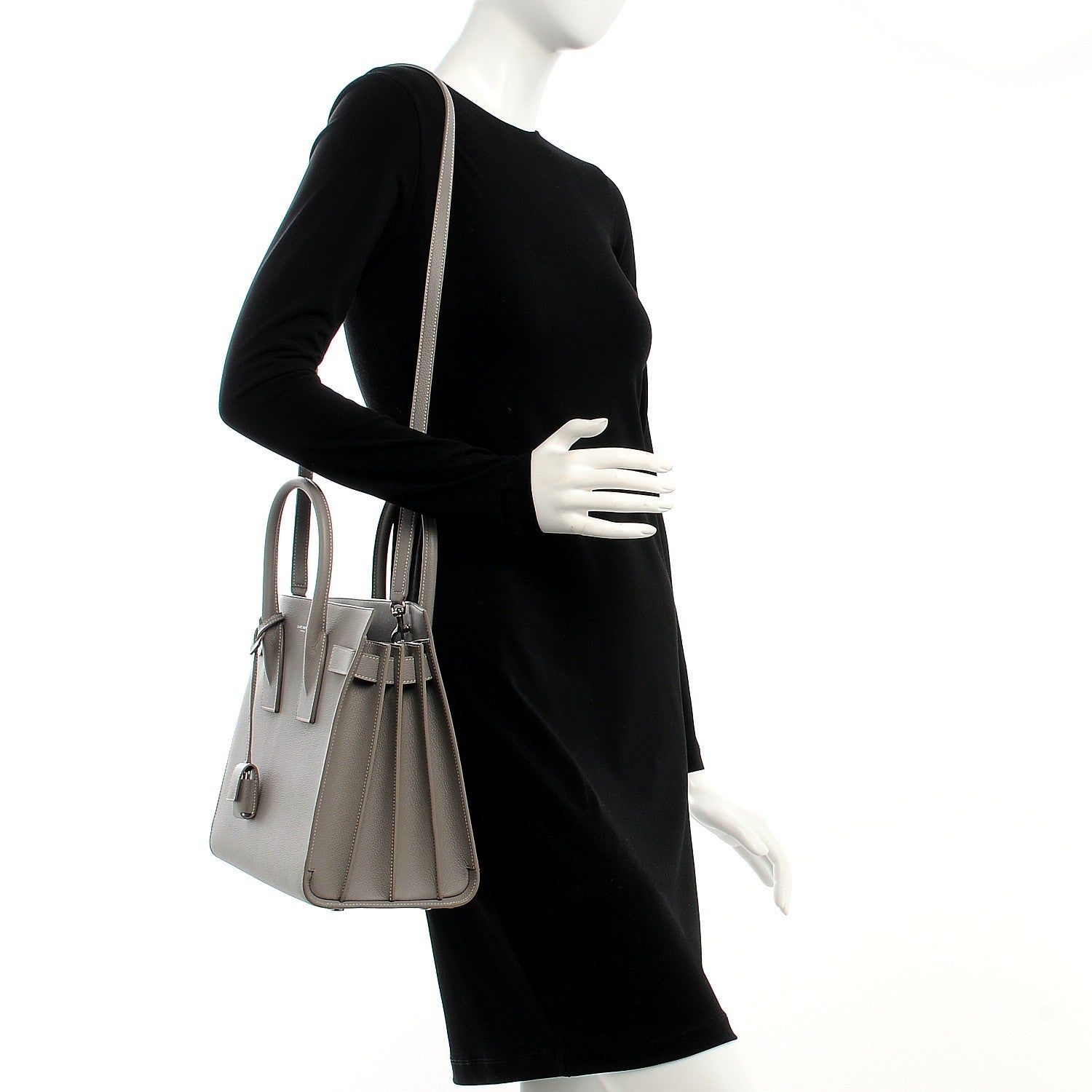 Saint Laurent Grained Calfskin Small Sac De Jour Pearl Grey 2 of 8