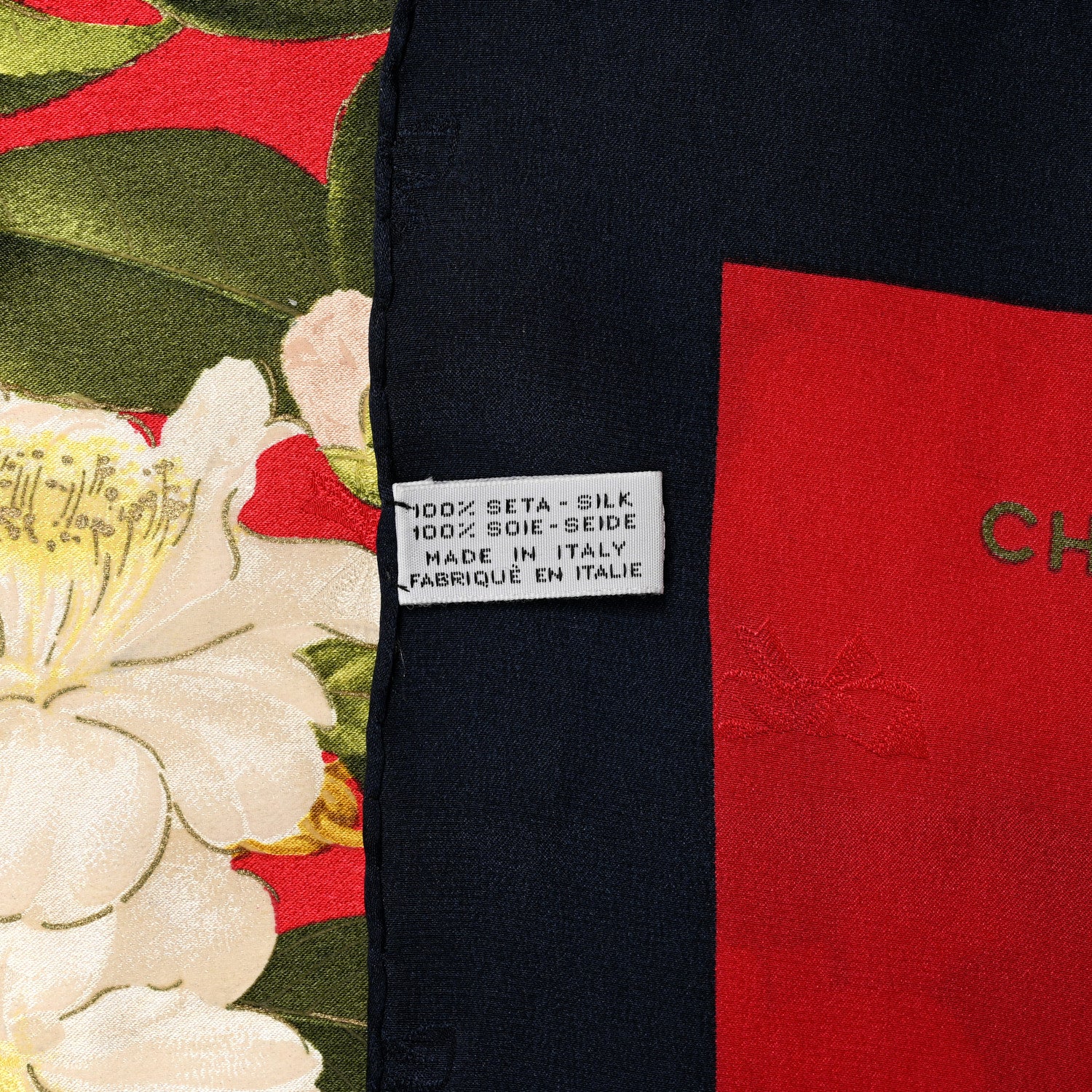 Chanel Silk CC Camellia Chain Scarf Red 3 of 4