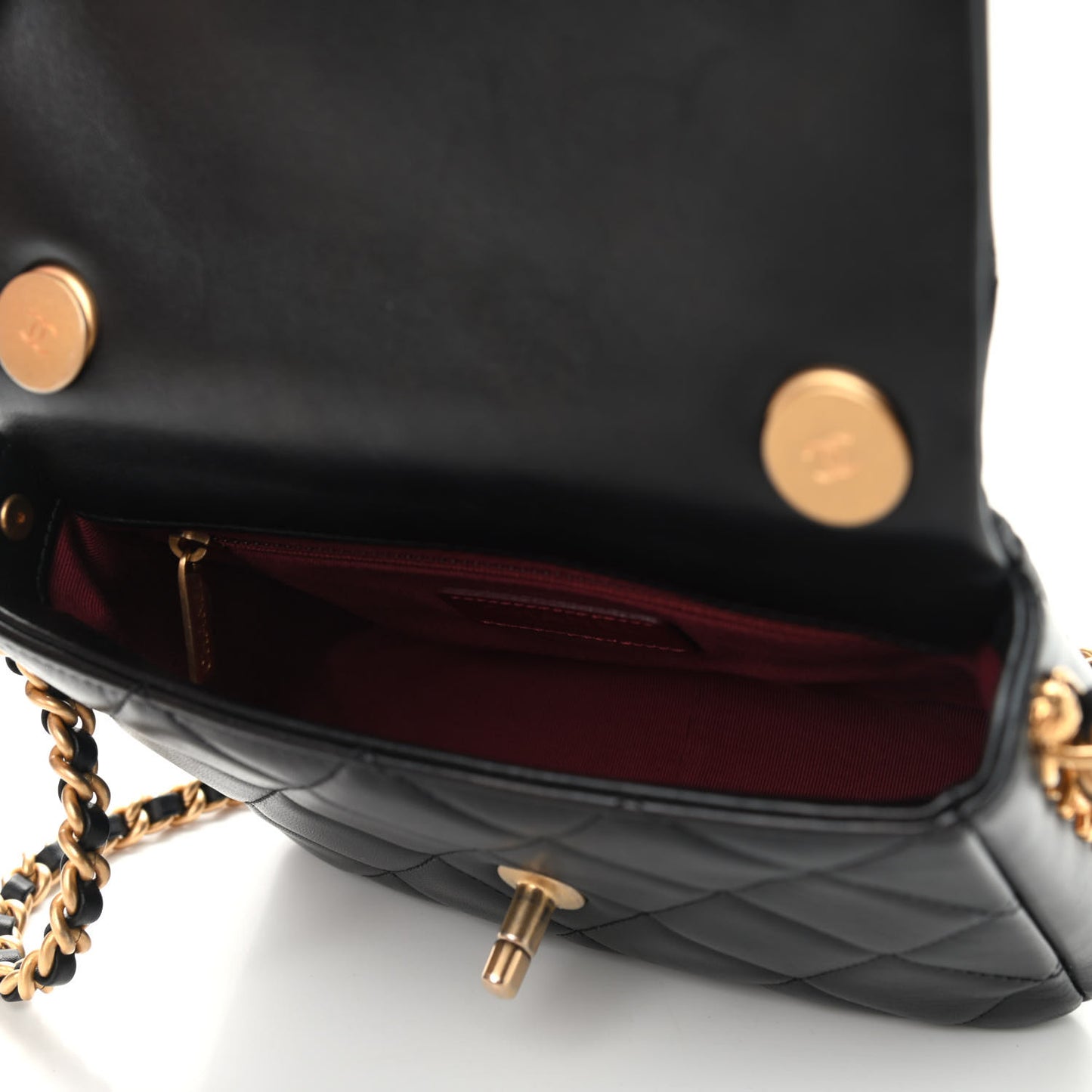 Lambskin Quilted Small Side Note Flap Black