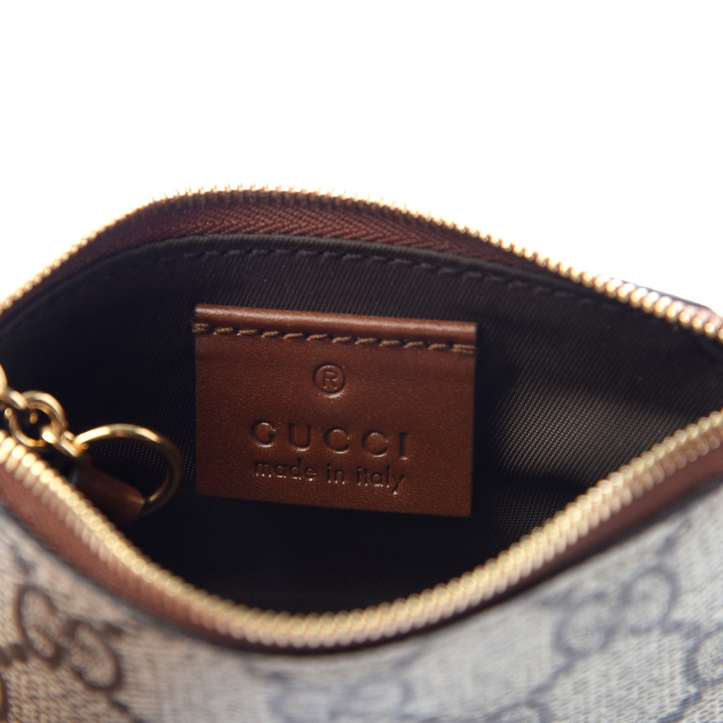 GG Supreme Monogram Key Case Brown
