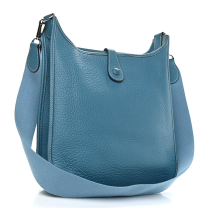 Hermes Taurillon Clemence Evelyne PM Blue Jean 3 of 12