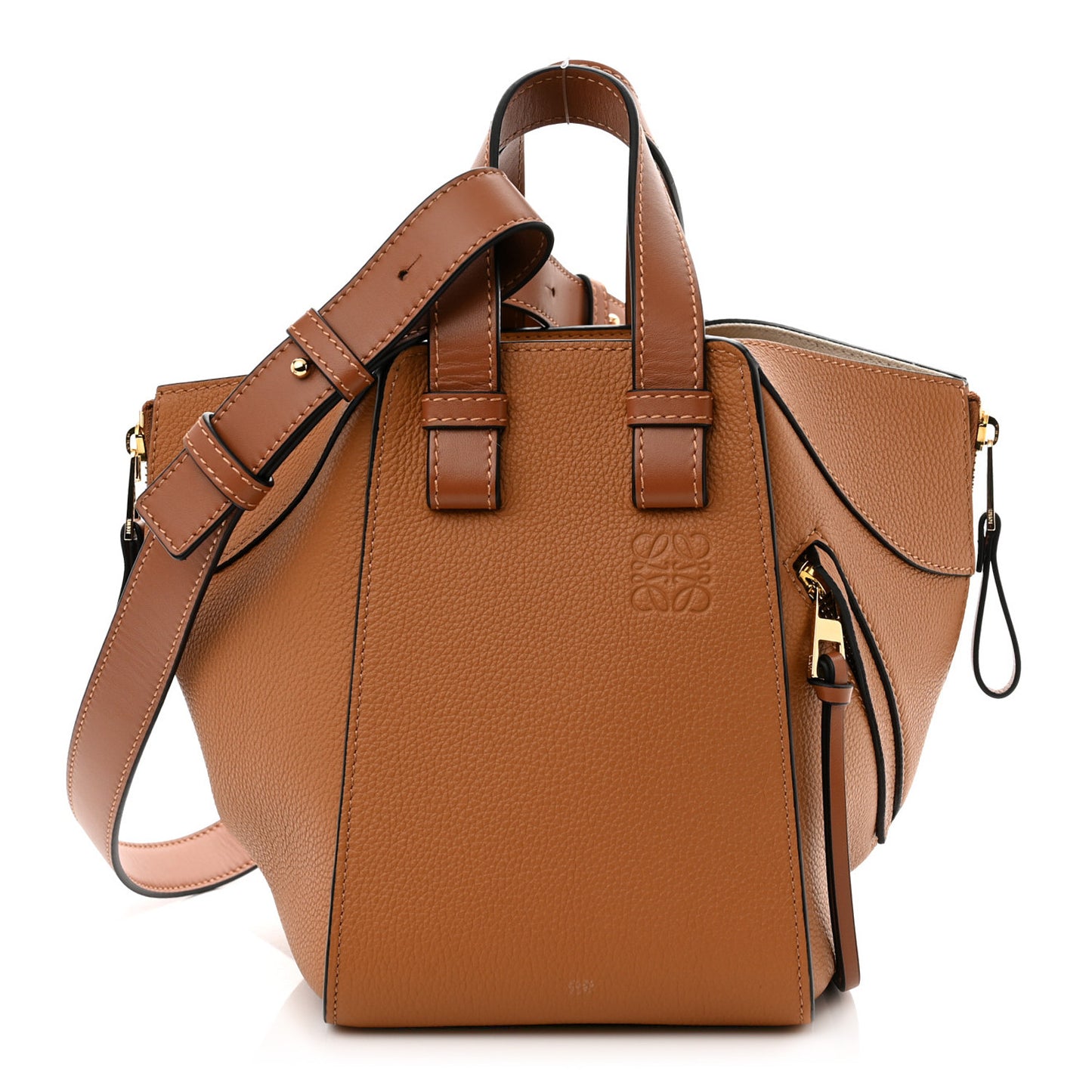 Grained Calfskin Small Hammock Shoulder Bag Tan