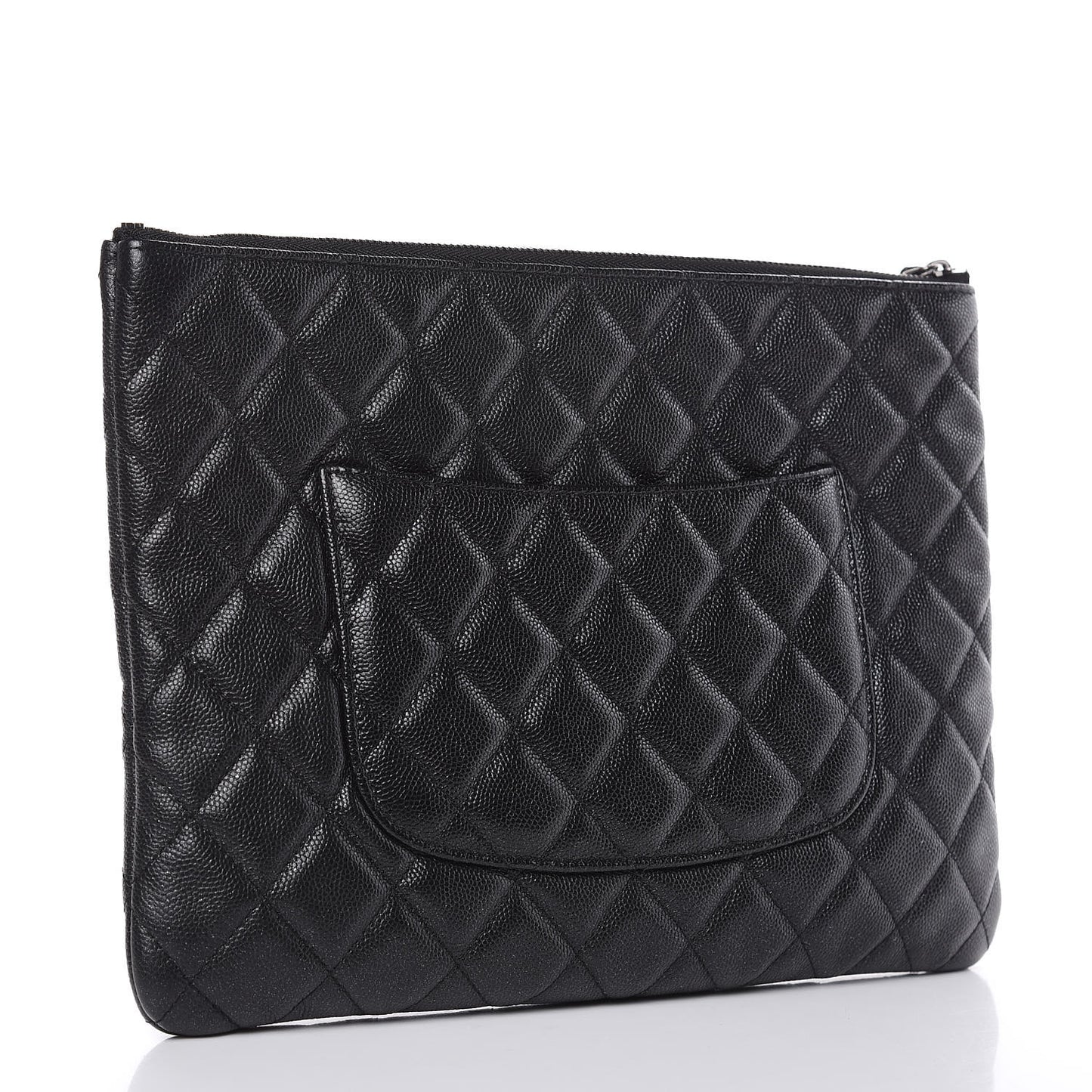 Metallic Caviar Quilted Medium Cosmetic Case Black