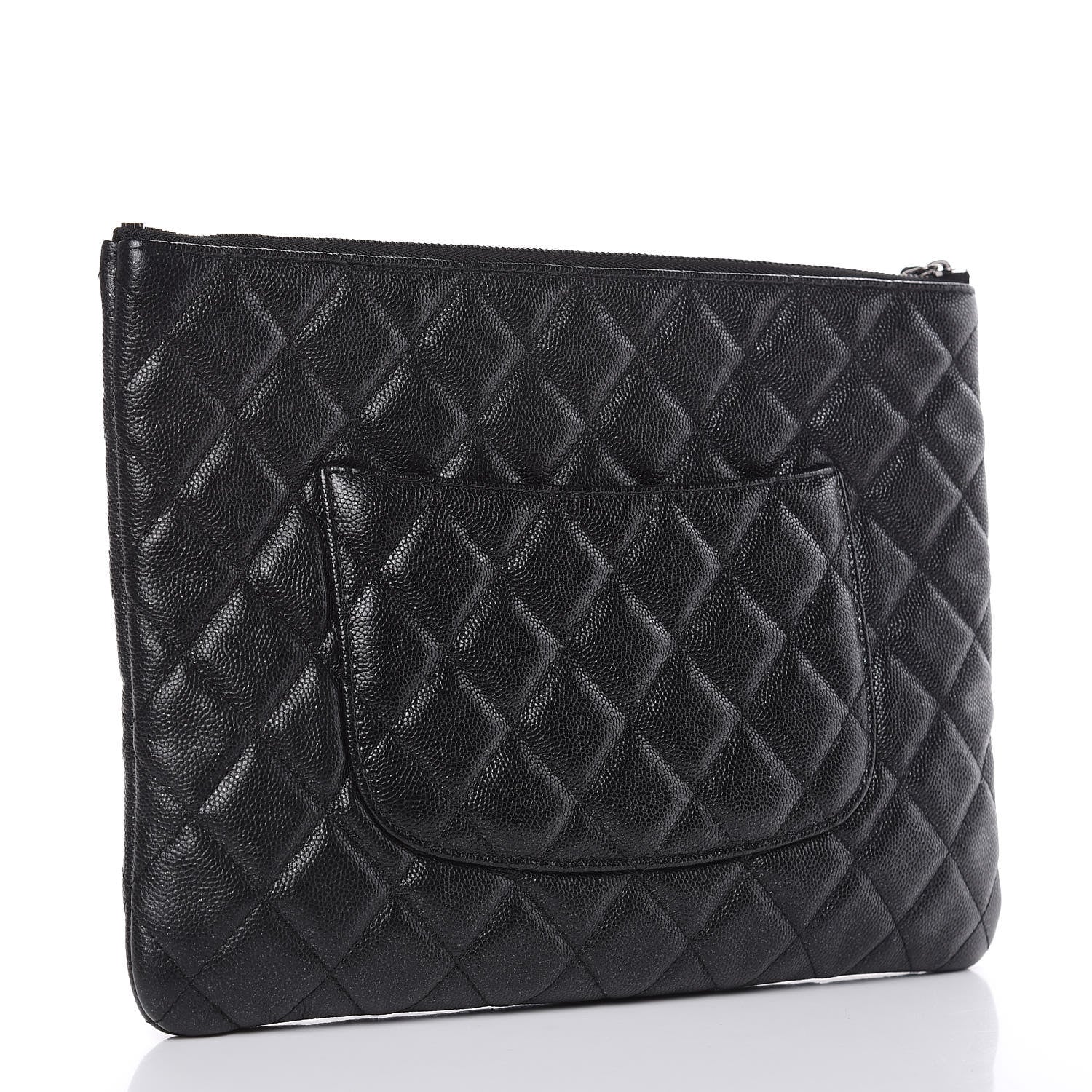 Chanel Metallic Caviar Quilted Medium Cosmetic Case Black 3 of 8