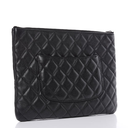 Chanel Metallic Caviar Quilted Medium Cosmetic Case Black 3 of 8