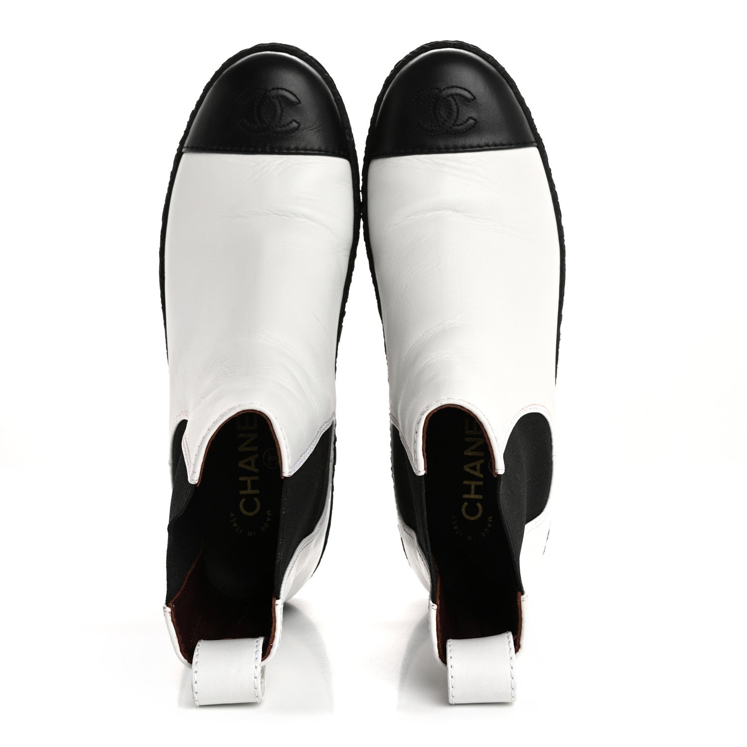 Chanel Calfskin Cap Toe CC Ankle Boots 39 White Black 2 of 15