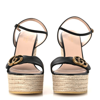 Gucci Nappa Matelasse GG Marmont Slingback Platform 45/130mm Espadrille Wedges 39 Black 3 of 11