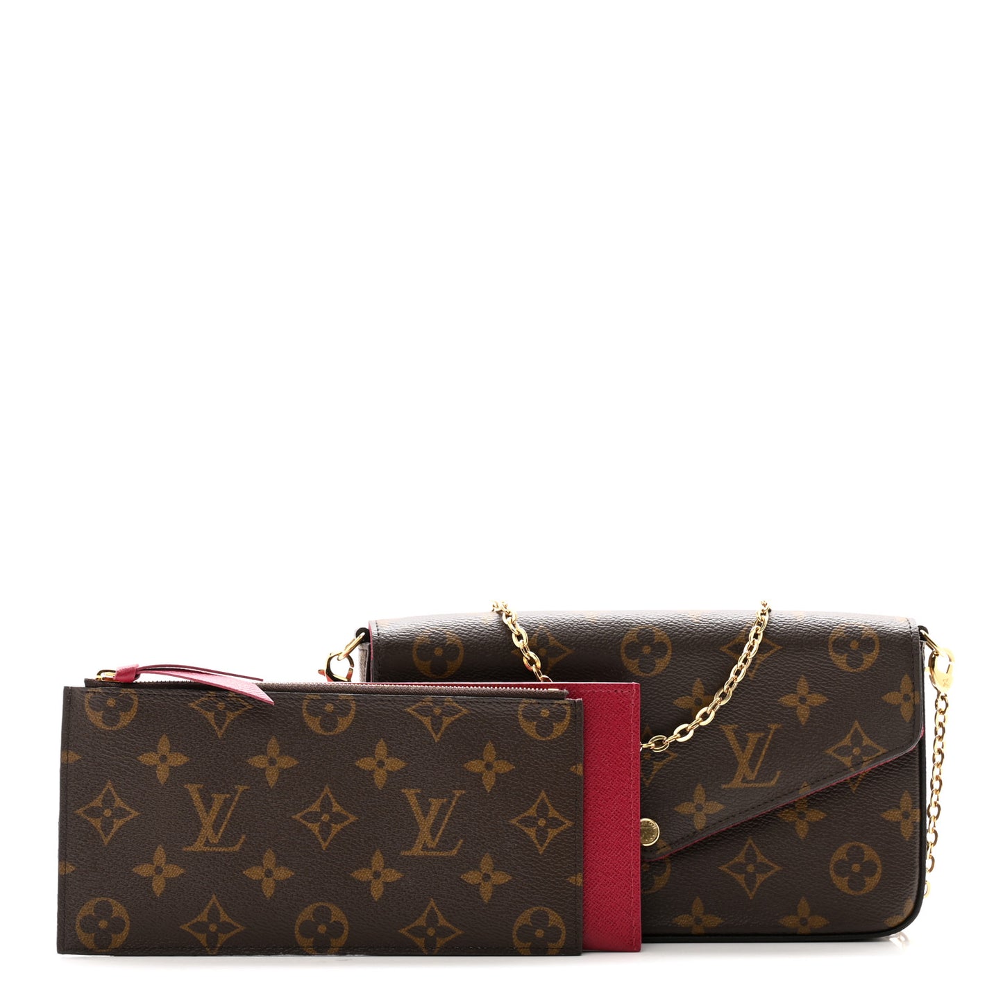 Monogram Pochette Felicie Chain Wallet Fuchsia