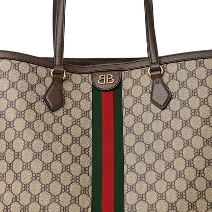 Gucci X BALENCIAGA BB Supreme Monogram Web Large Ophidia Shopping Tote Beige New Acero 8 of 11