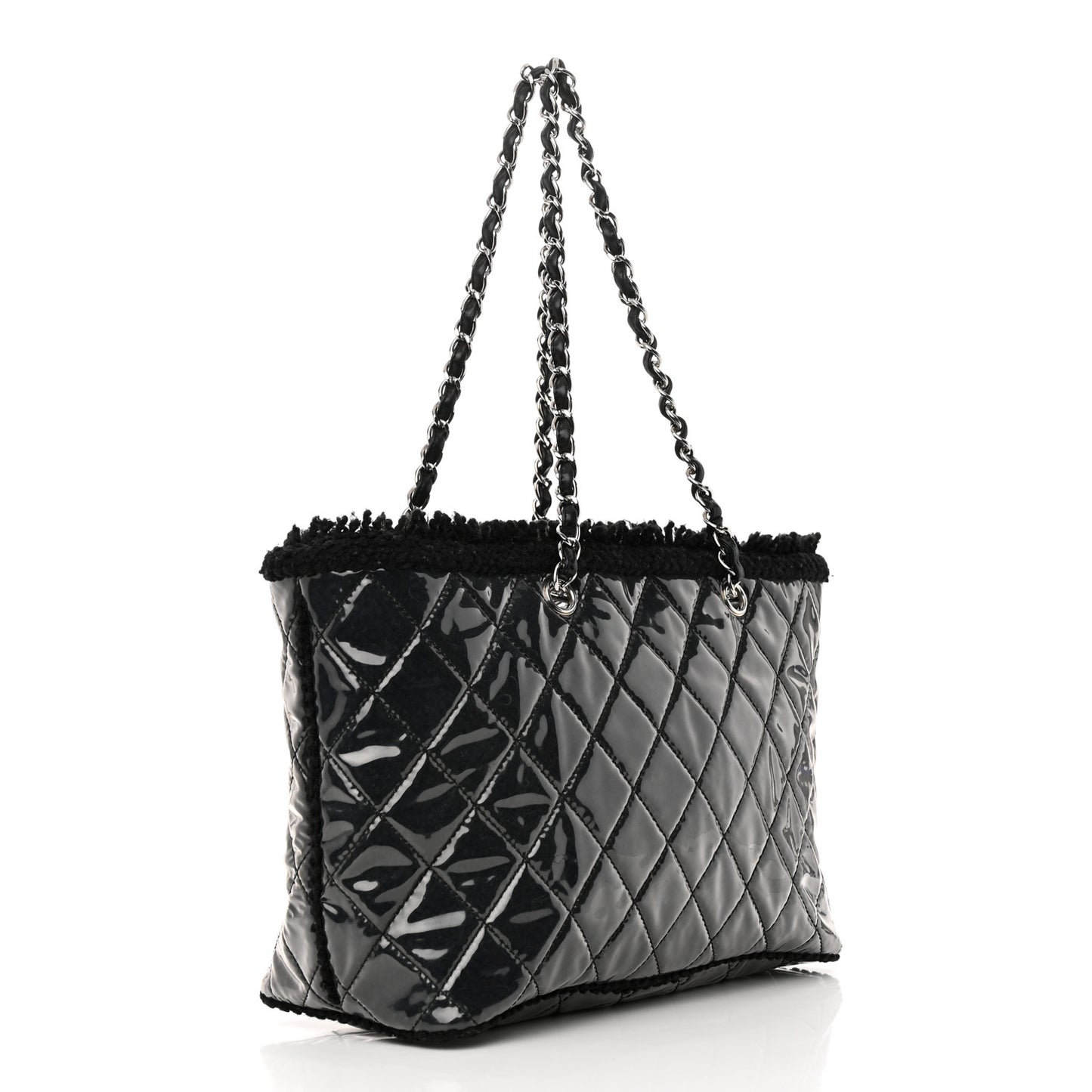 Vinyl Quilted Funny Tweed Tote Black