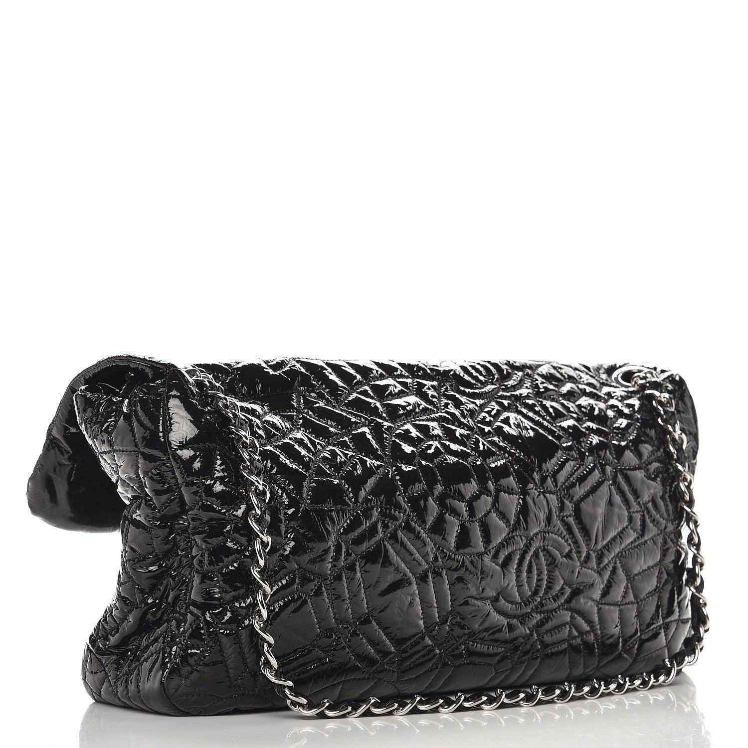 Chanel Vinyl Graphic Edge Flap Black 3 of 7