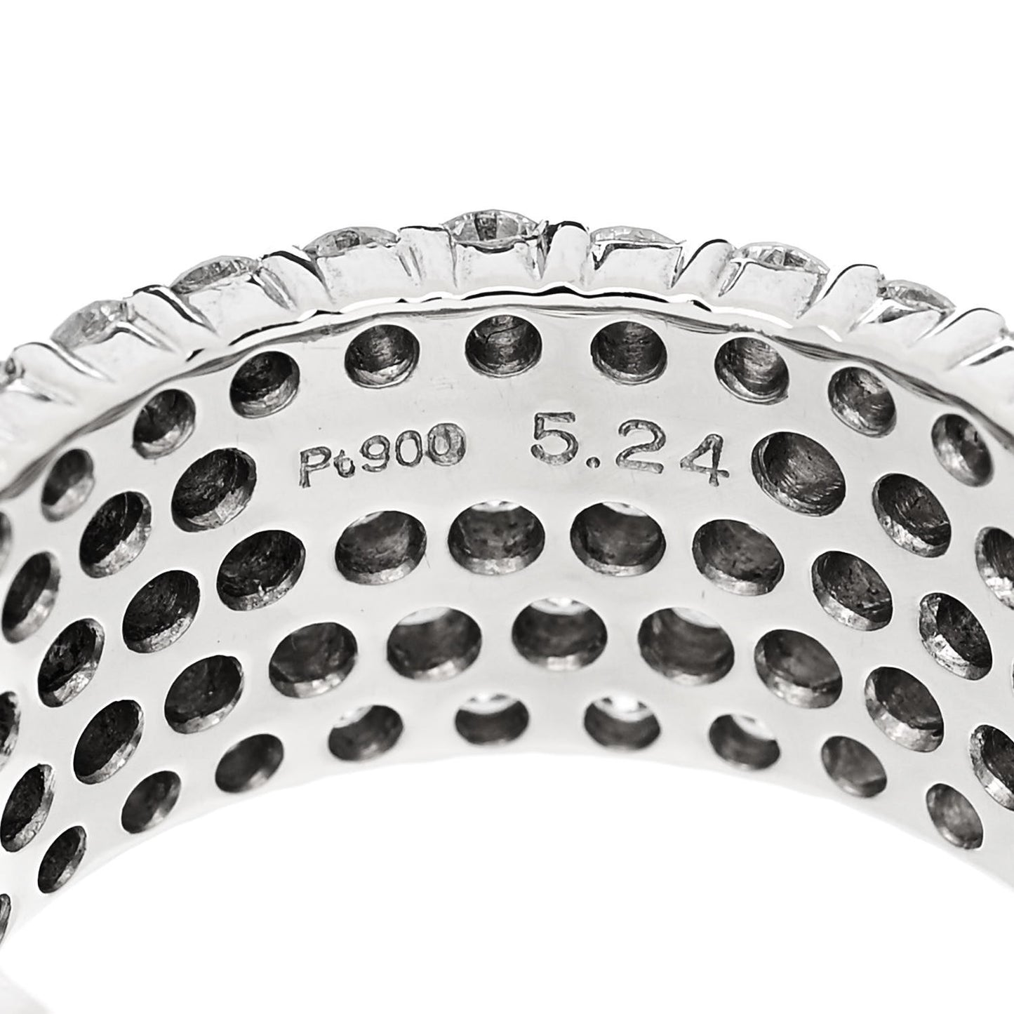 Platinum Diamond 5.24ctw Five Row Eternity Band Ring 58 8.5