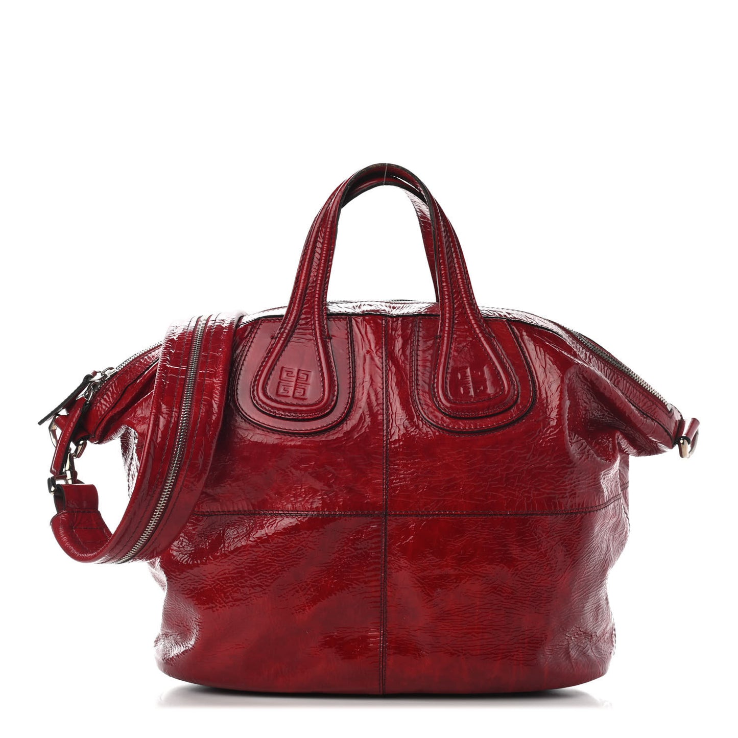 Crinkled Patent Calfskin Medium Nightingale Red