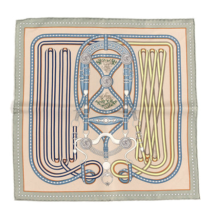 Hermes Silk Carre Grand Tralala Scarf 45 Vert Amande Beige Bleu 1 of 3