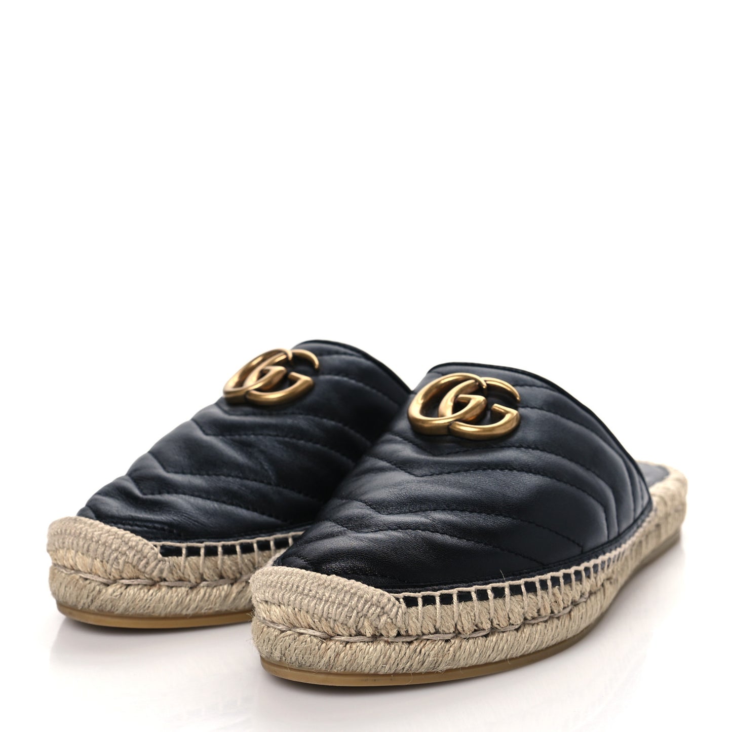 Nappa Matelasse GG Marmont Espadrille Slippers 38.5 Black