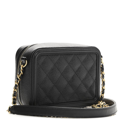 Chanel Caviar Quilted CC Filigree Vanity Clutch With Chain Black 3 of 11