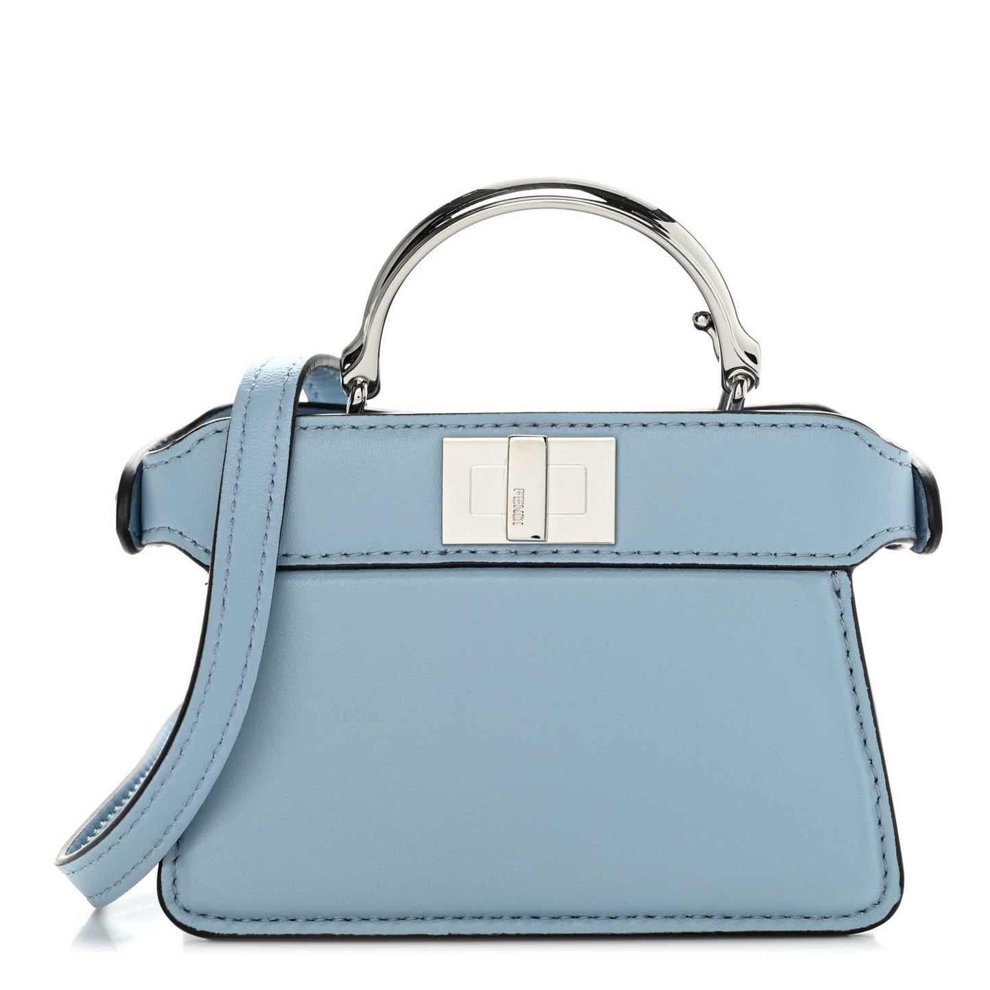 Shiny Nappa Nano Peekaboo Maxi Handle Satchel Azzurro Baby