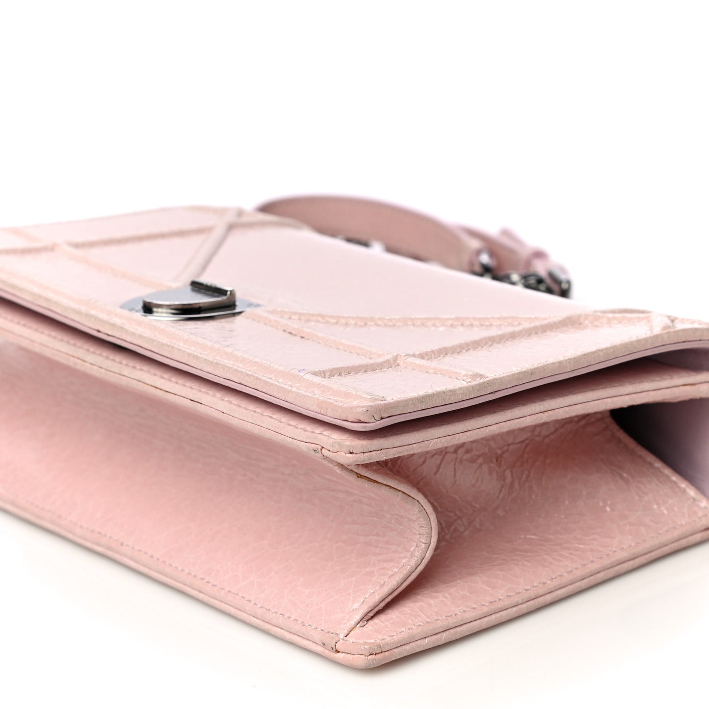 Ceramic Effect Deerskin Small Diorama Flap Bag Pink