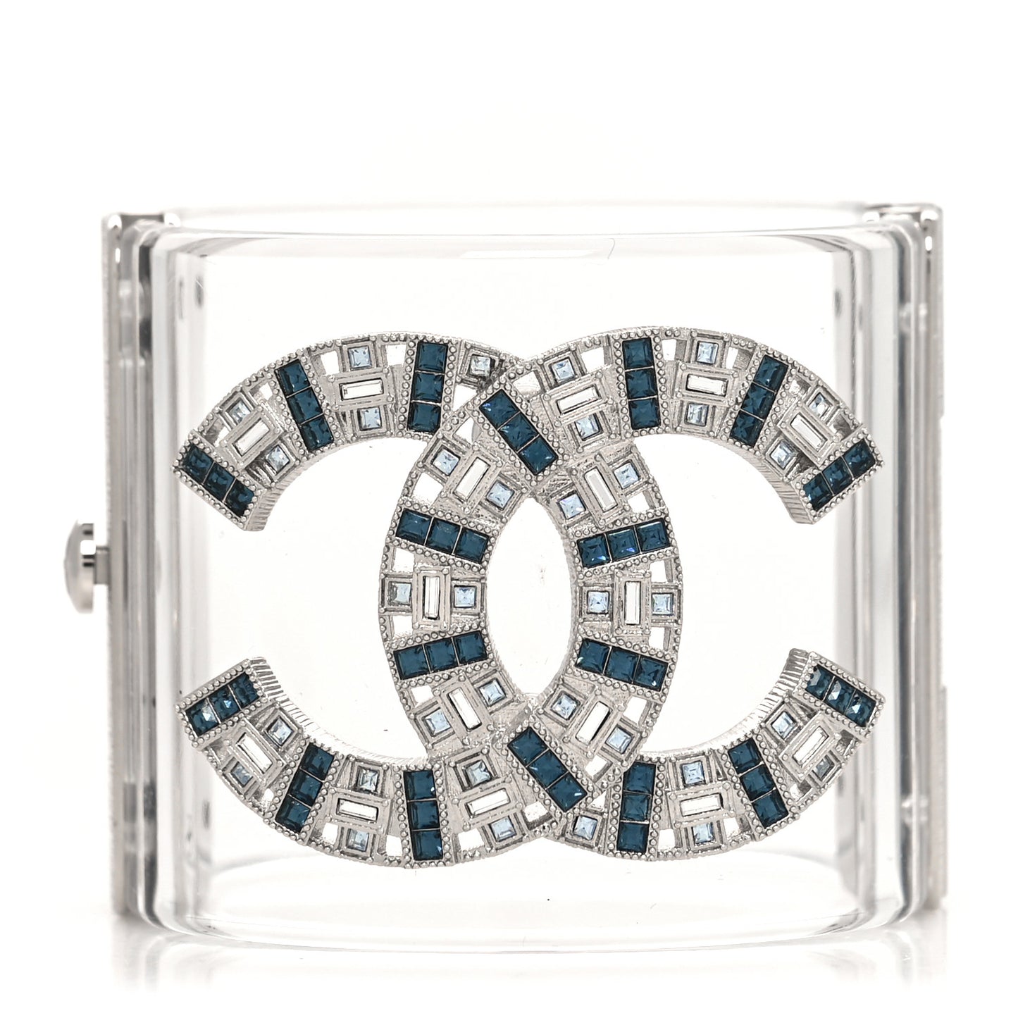 Baguette Crystal CC Cuff Transparent Silver Blue