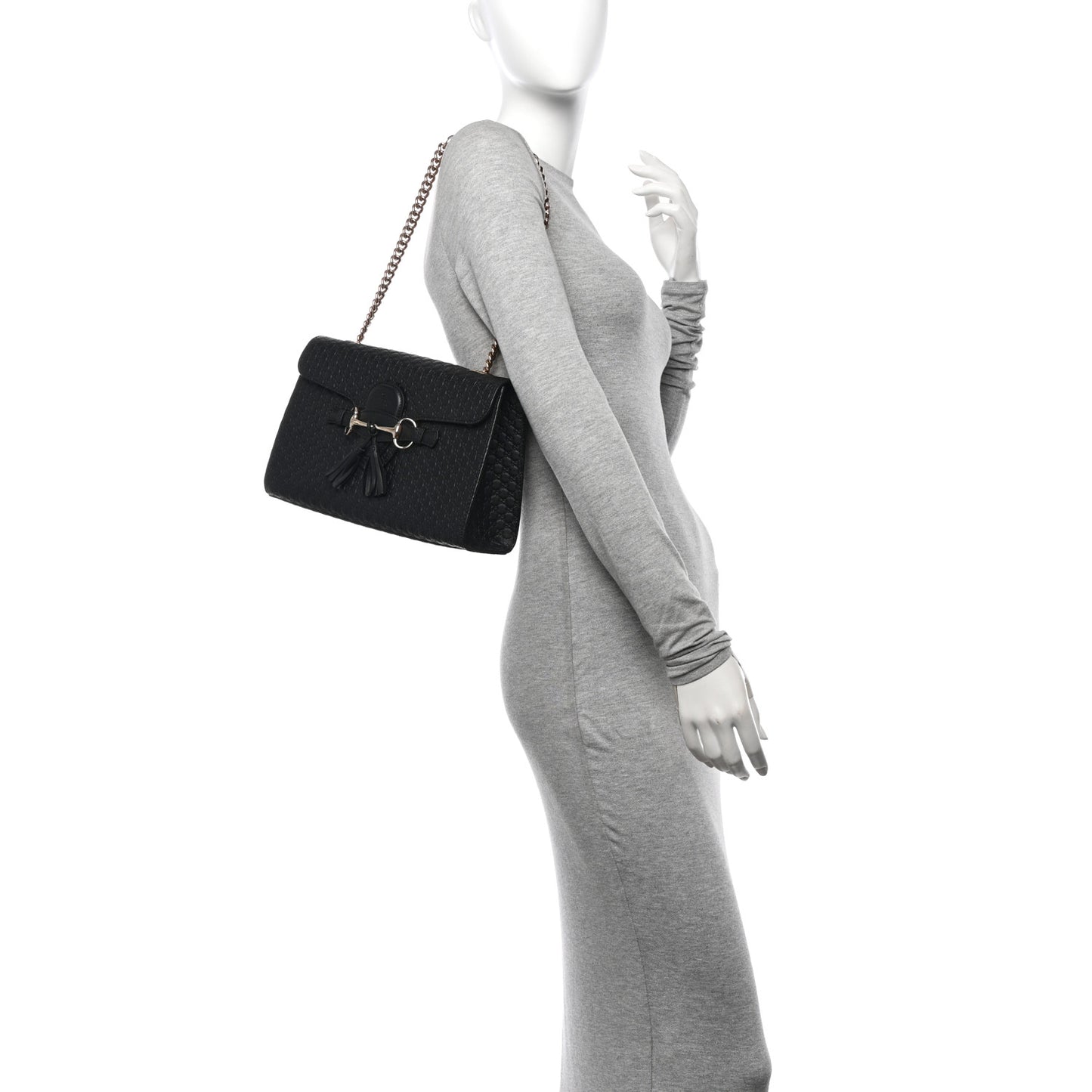 Microguccissima Medium Emily Chain Shoulder Bag Black