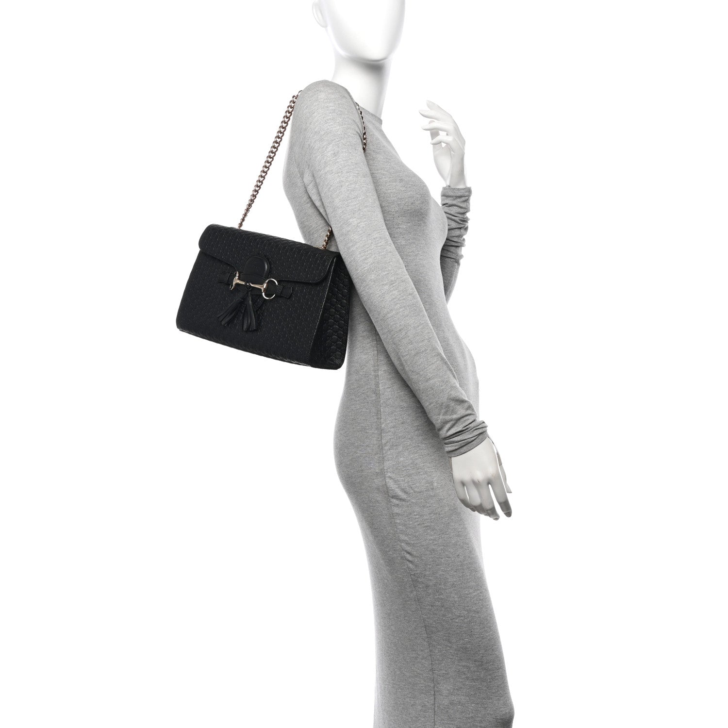 Gucci Microguccissima Medium Emily Chain Shoulder Bag Black 2 of 11