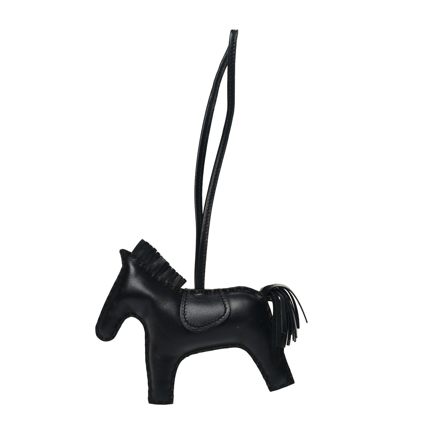 Hermes Milo Lambskin Grigri Rodeo Horse Bag Charm MM So Black 1 of 3