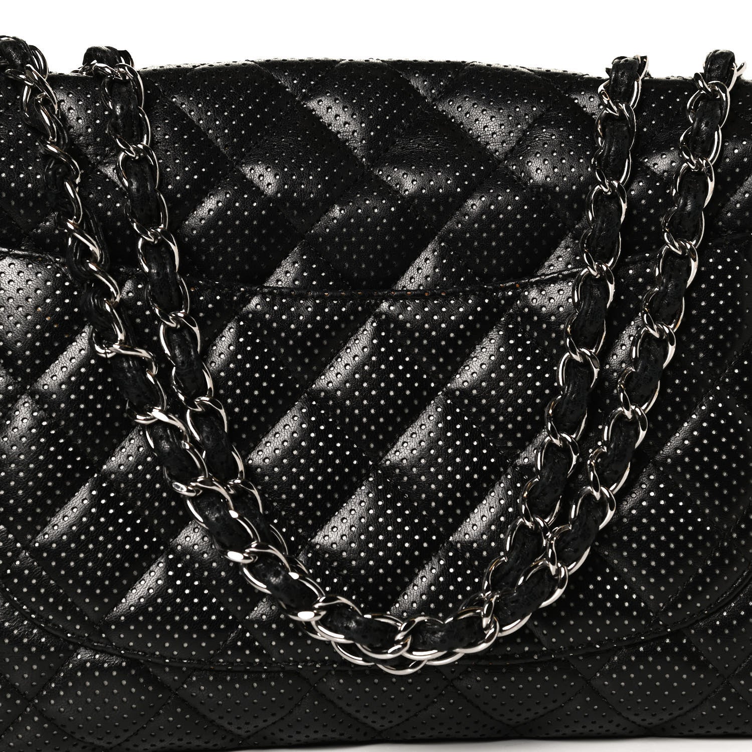 Chanel Lambskin Perforated Jumbo Single Flap Black 12 of 14