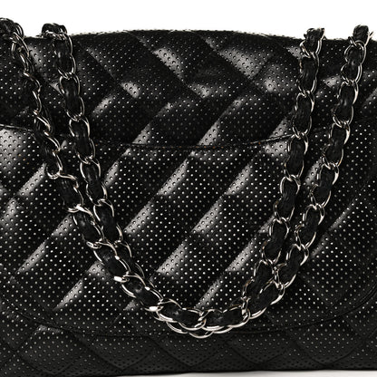 Chanel Lambskin Perforated Jumbo Single Flap Black 12 of 14