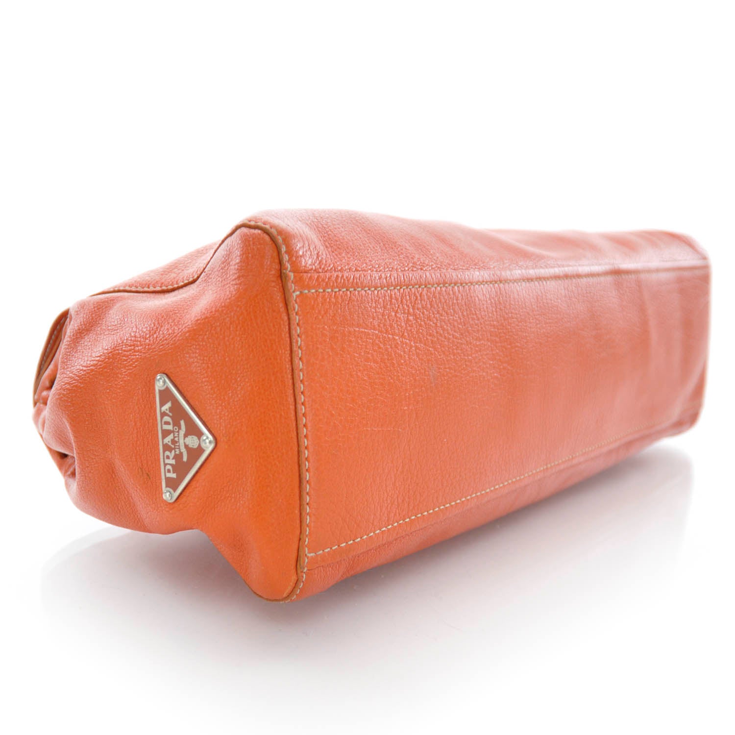 Prada Vitello Foldover Pushlock Satchel Orange 4 of 9