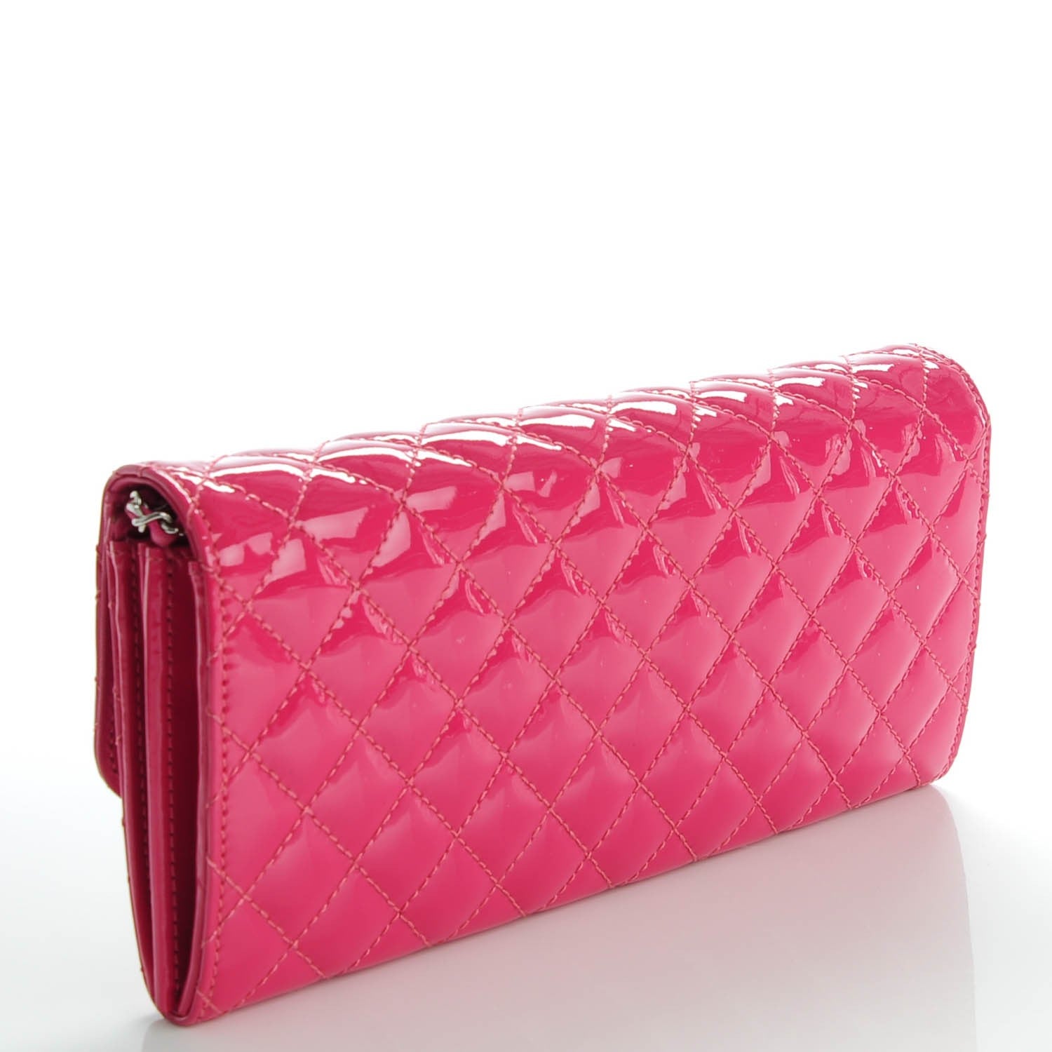 Chanel Patent Calfskin Quilted East West Flap Clutch Pink 3 of 8