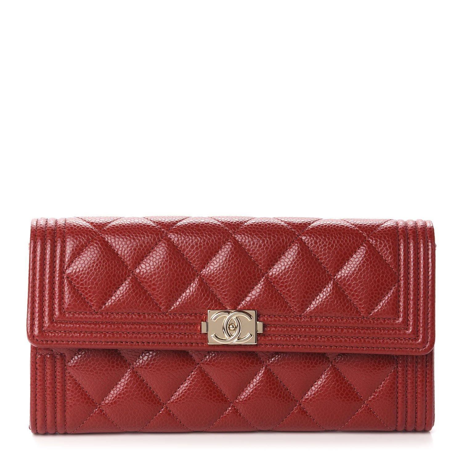 Chanel Caviar Quilted Large Boy Gusset Flap Wallet Red 1 of 8