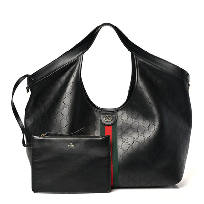 Gucci Soft Perforated Calfskin Large Giglio Tote Black 3 of 10