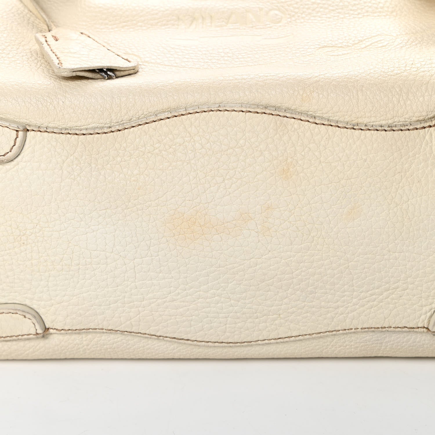 Prada Vitello Daino Embossed Logo Bowler Talco 20 of 23