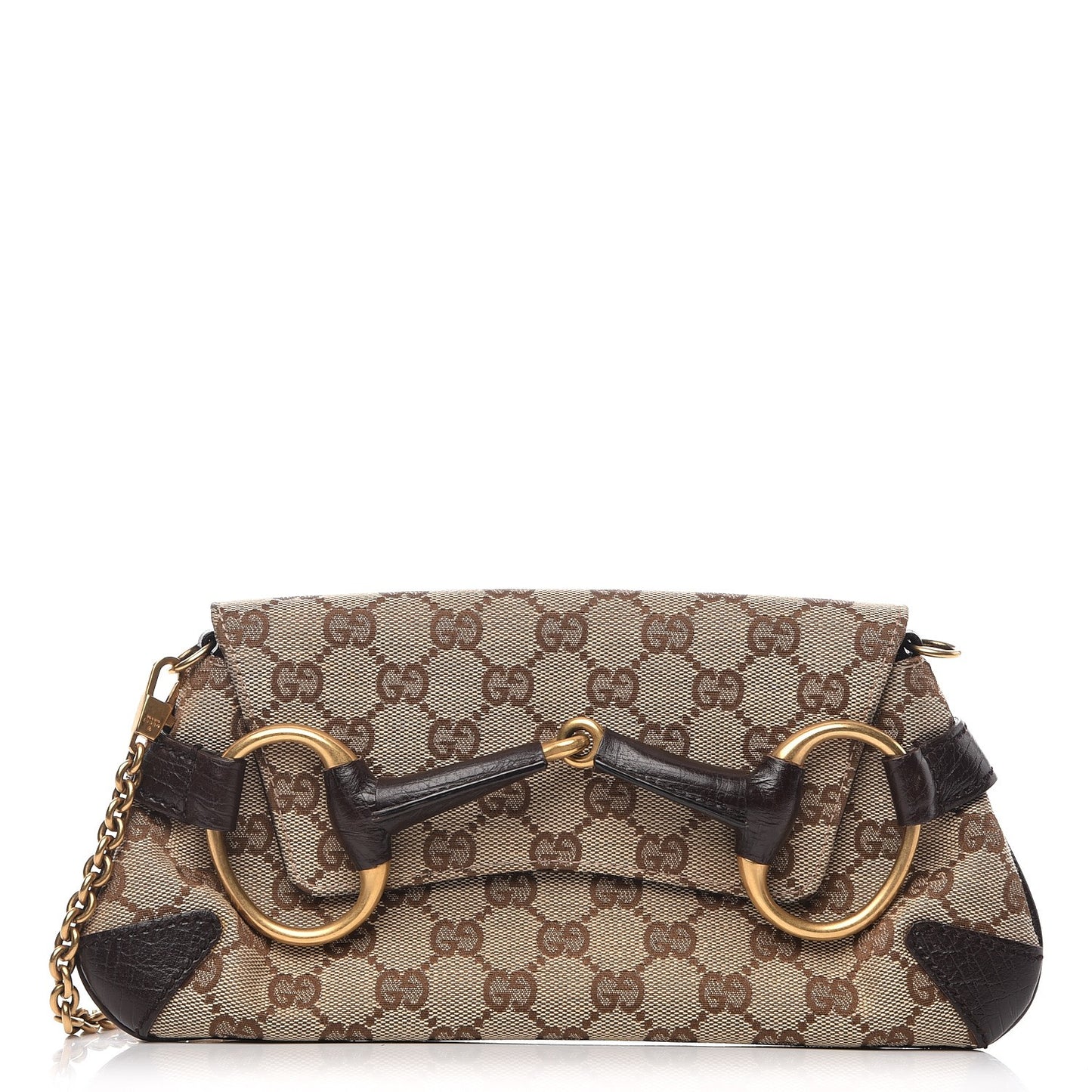 Monogram Horsebit Clutch Dark Brown