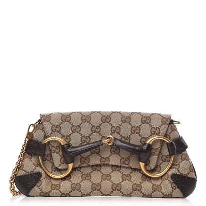 Gucci Monogram Horsebit Clutch Dark Brown 1 of 7