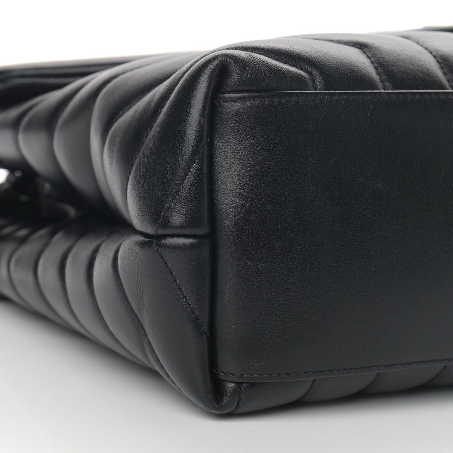 Calfskin Y Quilted Monogram Medium Loulou Chain Satchel Black