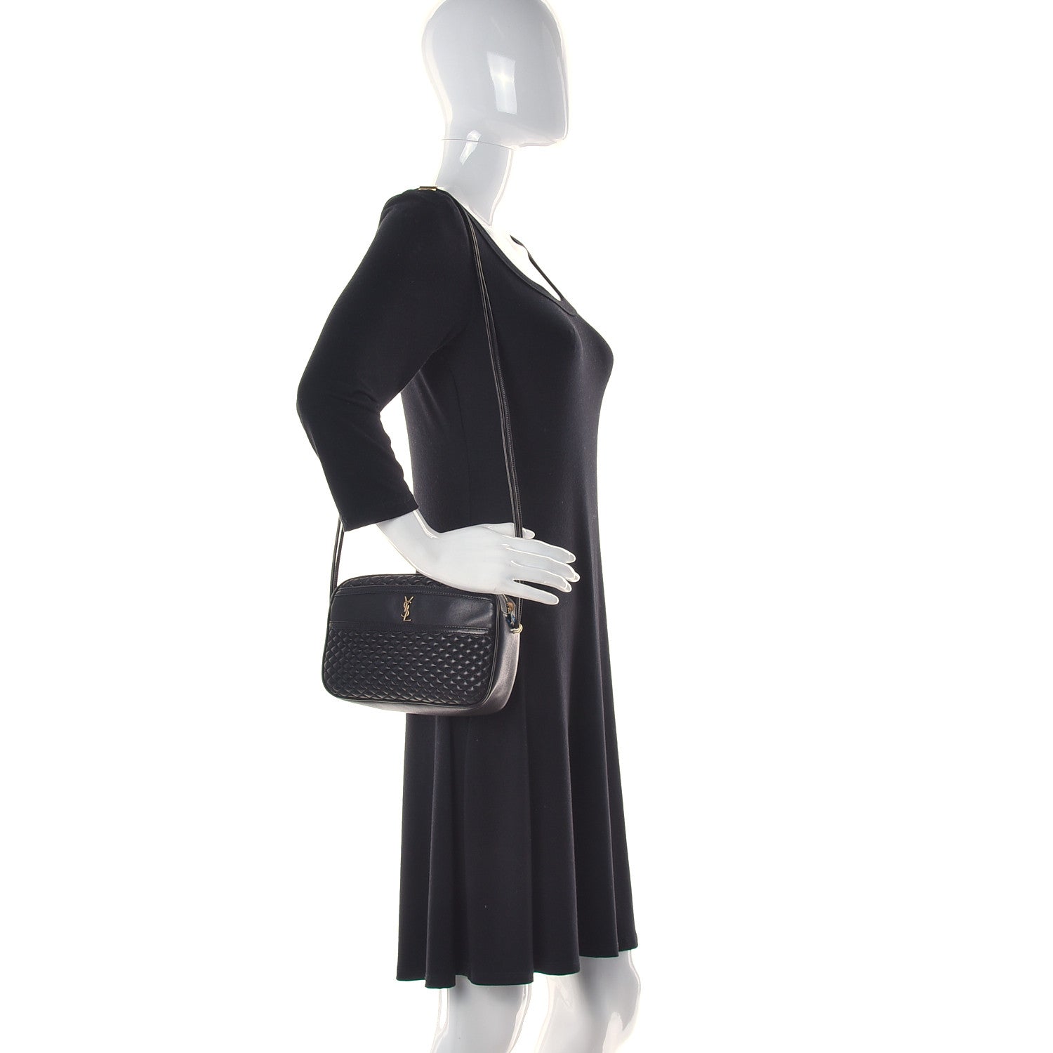 Saint Laurent Lambskin Quilted Victoire Camera Bag Black 2 of 22