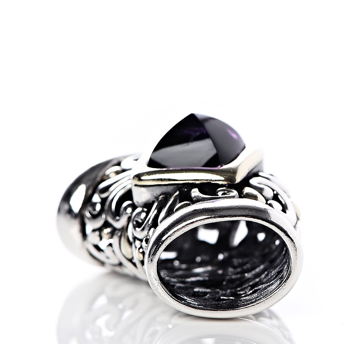 Sterling Silver 18K Yellow Gold Amethyst Batu Slide Pendant