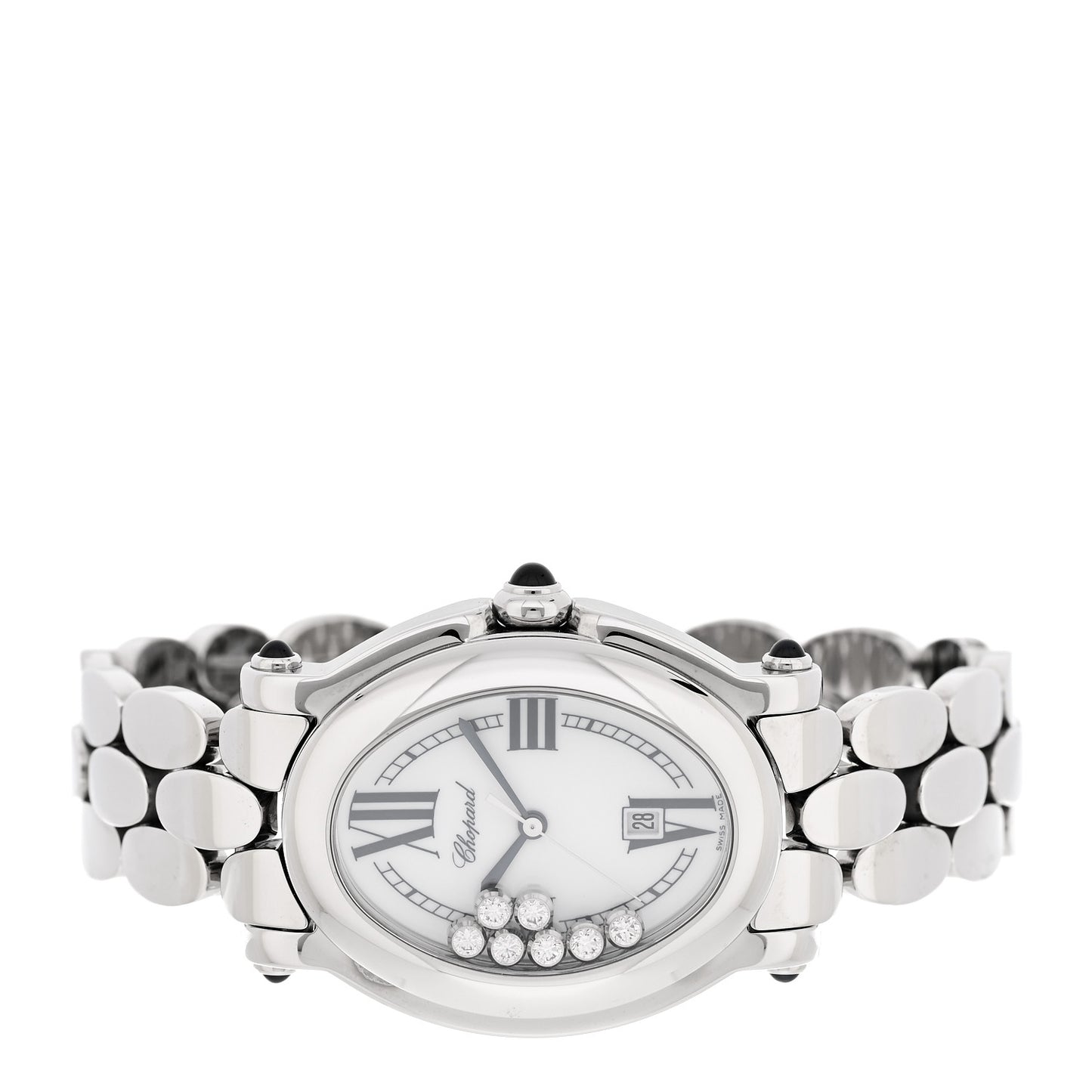 Stainless Steel 7 Diamond 31mm Oval Happy Sport Quartz Watch