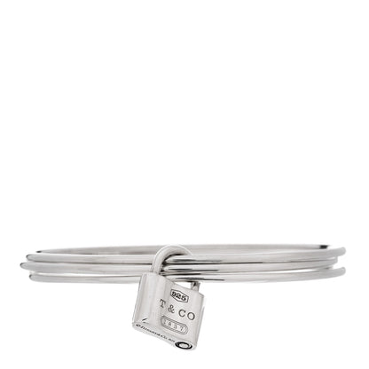 Tiffany Sterling Silver 1837 Triple Bangle Lock Bracelet 1 of 4