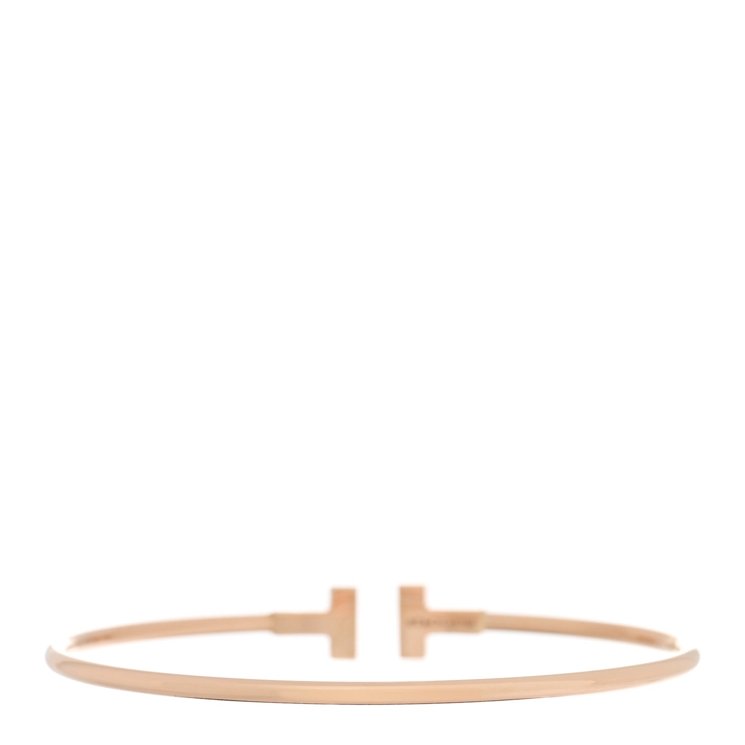 Tiffany 18K Rose Gold Narrow T Wire Bracelet 2 of 4