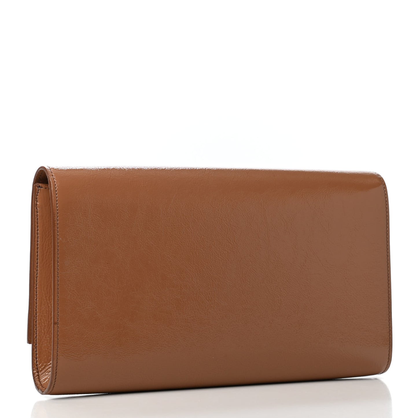 Textured Patent Calfskin Monogram Large Belle De Jour Clutch Tobacco