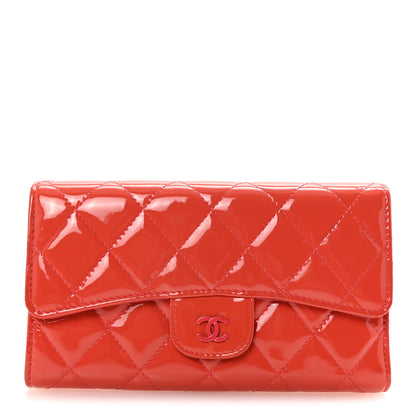 Chanel Patent Quilted Large Flap Wallet Dark Pink 1 of 9