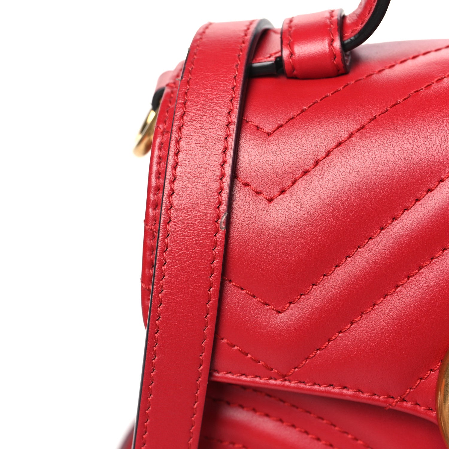 Gucci Calfskin Matelasse Mini GG Marmont Top Handle Shoulder Bag Hibiscus Red 11 of 11